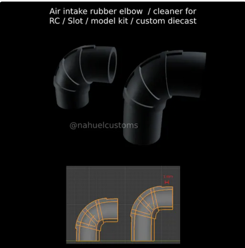 1/24 scale Air intake rubber elbow 3d resin printed