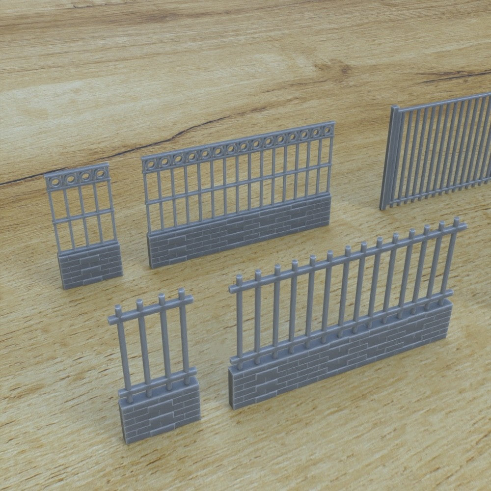 1/25th scale resin 3-D printed wrought iron fence set by Myportal Studios