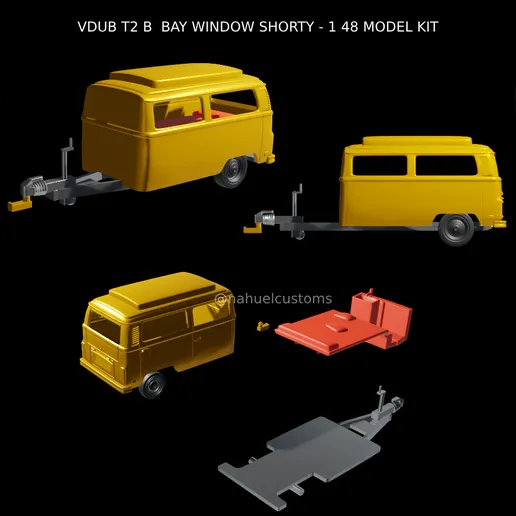 1/25 resin 3d printed VW bus trailer by Nahuel Customs
