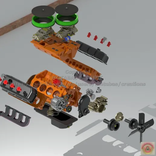 1/25 resin 3d printed DODGE HEMI 426 CROSS RAM - ENGINE