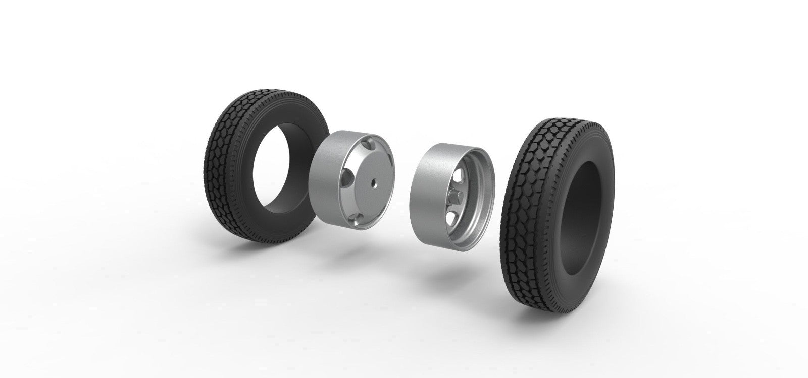 1/25th scale 5 Hole double wheel for trailer by 3dtech design