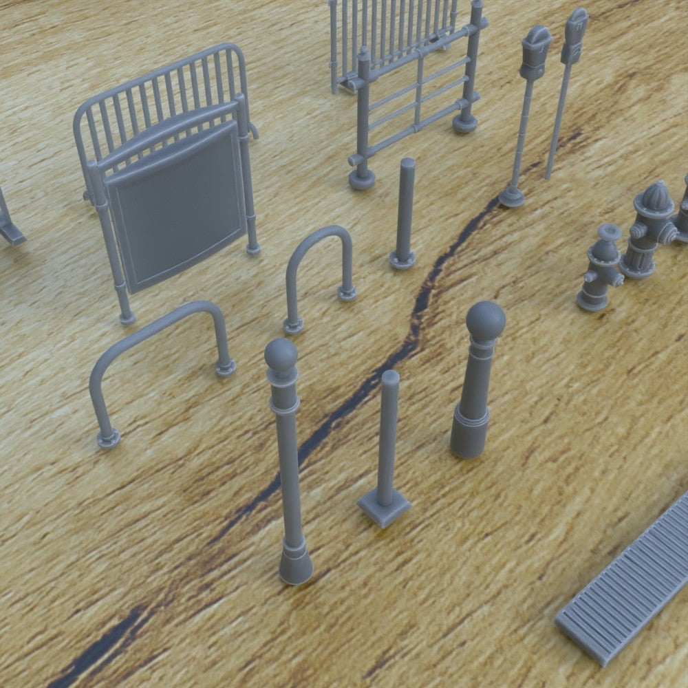 1/25th scale resin 3-D printed city sidewalk full  set by Myportal Studios
