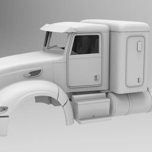 1/25 resin printed Peterbilt 386 flat top cab w/36” sleeper by Alfa Centauri