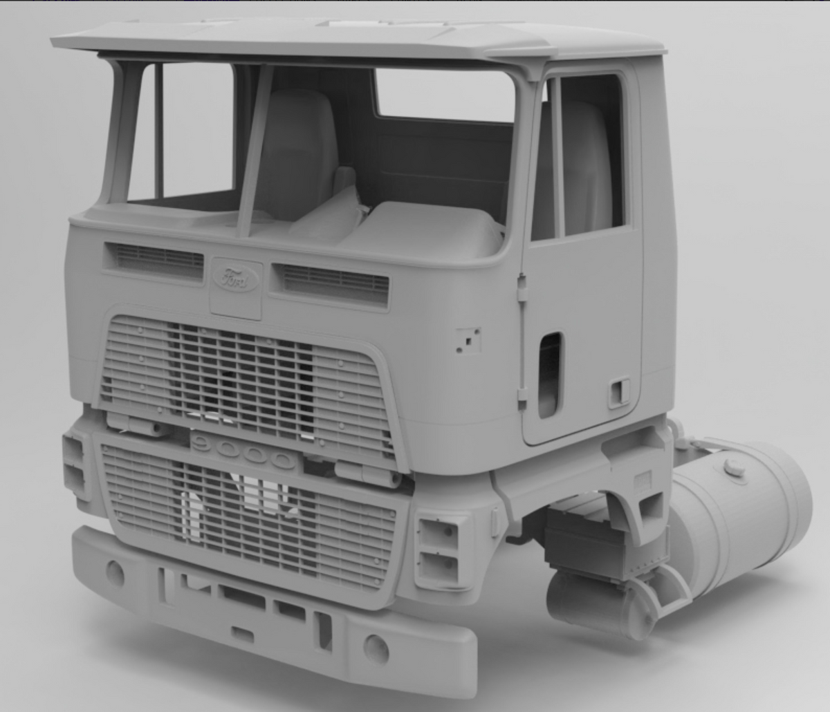 3d printed 1/24th Ford CL 9000 SCALE CAB 64" DAY CAB dual headlight version