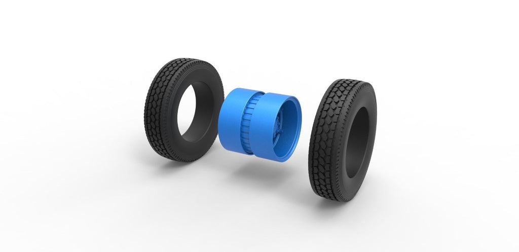 1/25th scale resin 3d printed  6 spoke truck wheel set by 3dtech design
