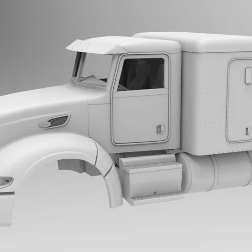 1/25 resin printed Peterbilt 386 flat top cab w/63” sleeper by Alfa Centauri