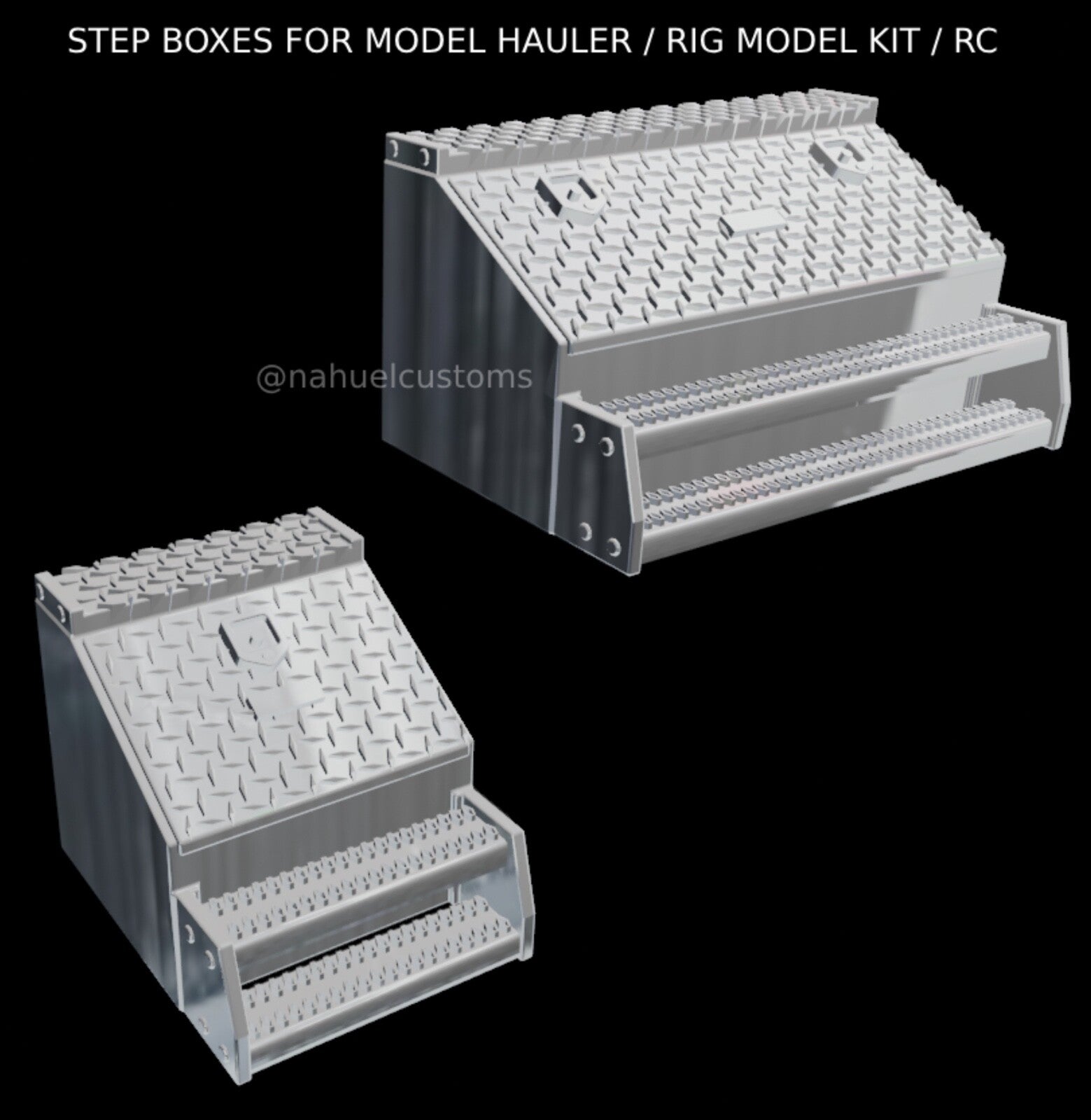 1/25th scale resin 3d printed storage/step boxes designed by Nahuei Customs