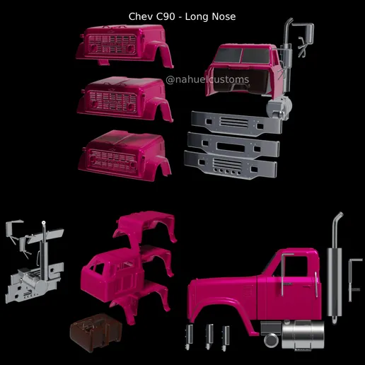 1/25th 3d printed resin Chevy C90 long nose truck cab by Nahuel Customs