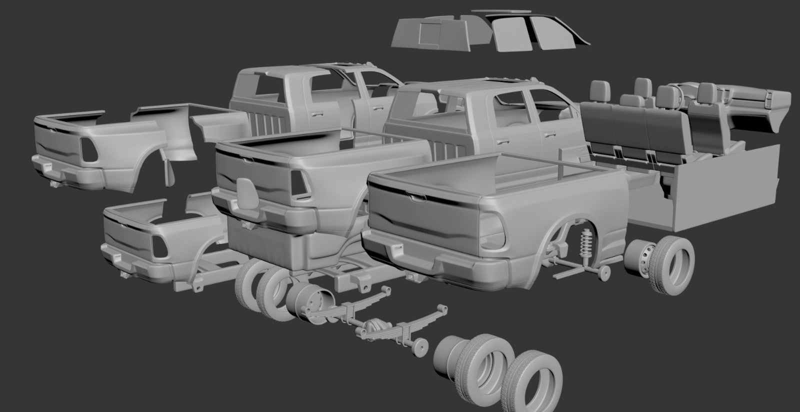 1/18th resin 3d printed Dodge Ram 3500 mega cab by Andrey Bezrodney