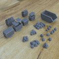 1/25th scale resin 3-D printed dumpsters with garbage by Myportal Studios