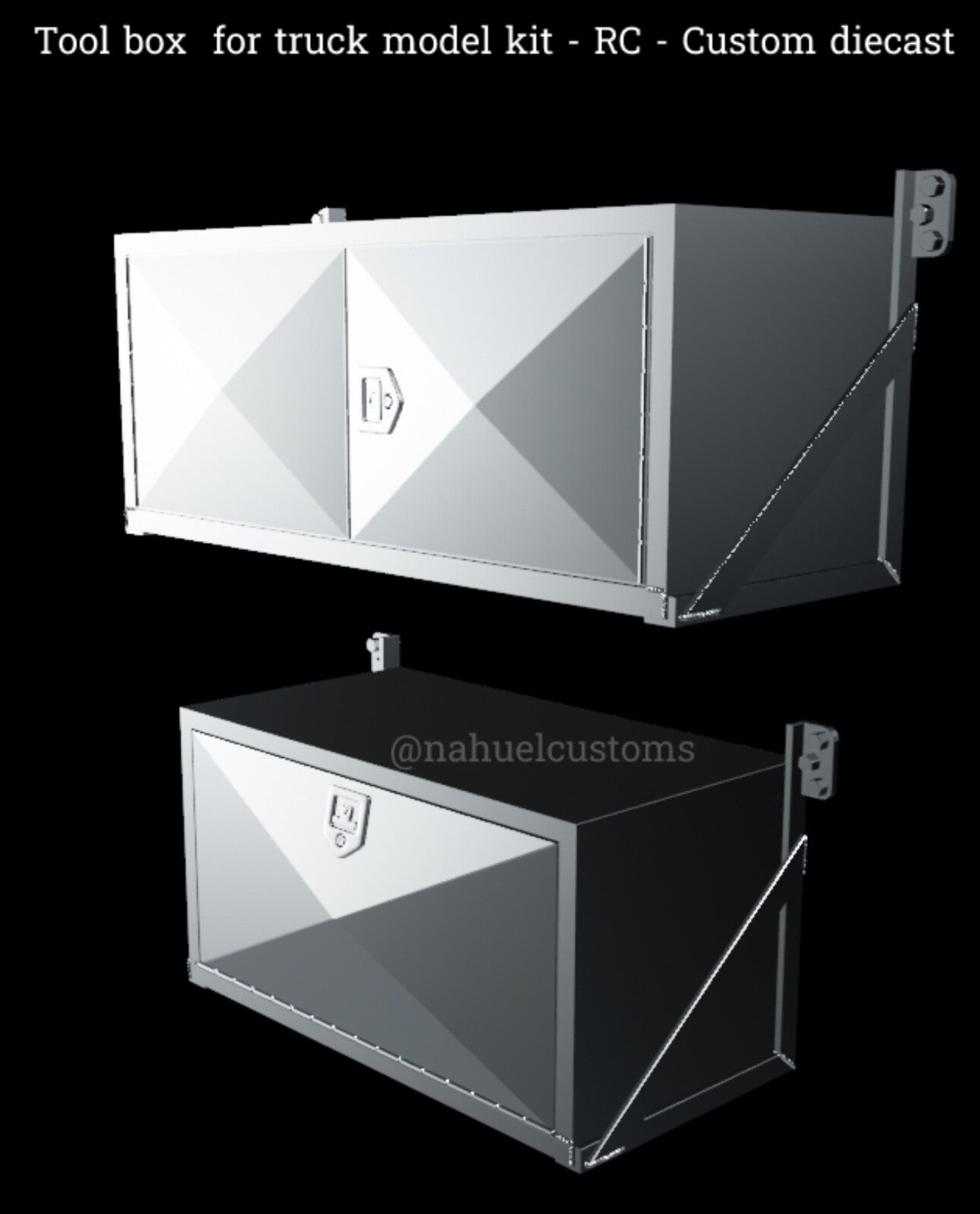 1/25th scale resin 3d printed tool boxes designed by Nahuel Customs