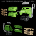 1/25th scale 3d printed resin GMC 9500 SHORT Hood,  quad headlight version