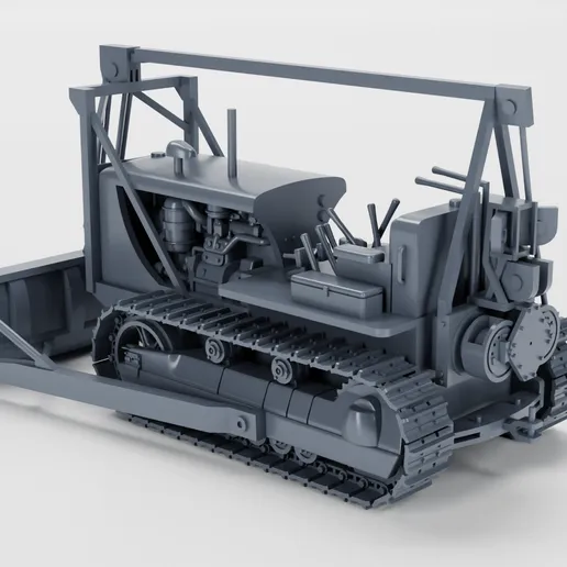 1/25 resin printed D8 dozer with blade attachment WWII by wargame3d