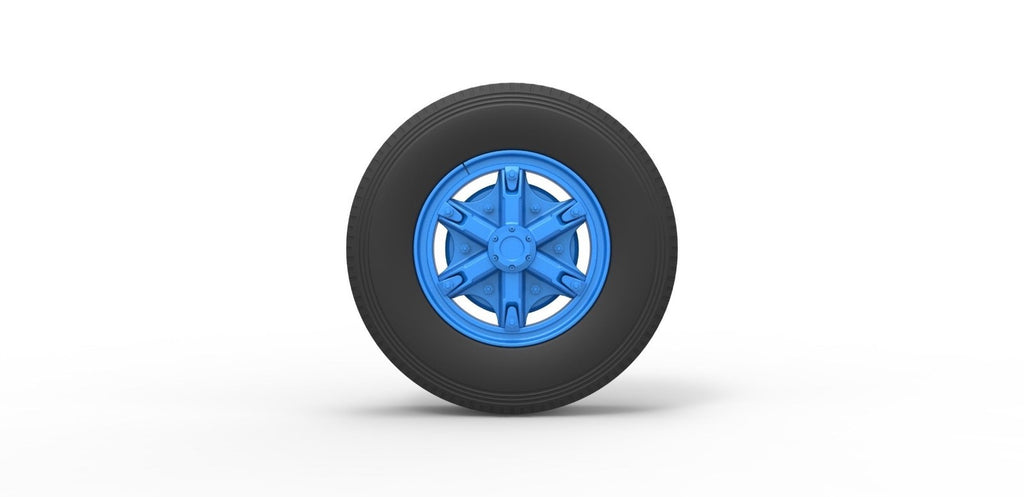 1/25th scale resin 3d printed  6 spoke truck wheel set by 3dtech design