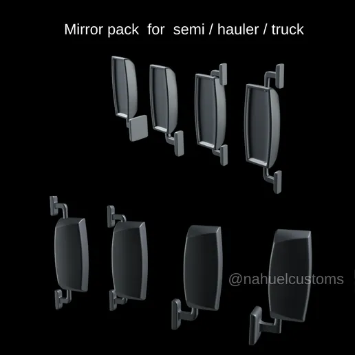 1/25 resin 3d printed mirror pack 1 (1 set each style) 4pcs Nahuel Customs