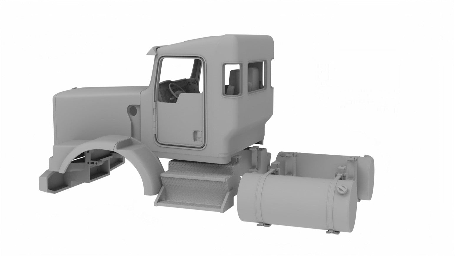 1/25th 3d printed KW T800H 3 window ext cab day cab kit by Alpha Centauri