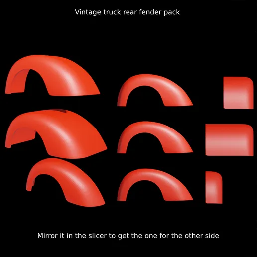 1/25 resin 3d printed hot rod rear fenders (1 set each size) Nahuel Customs