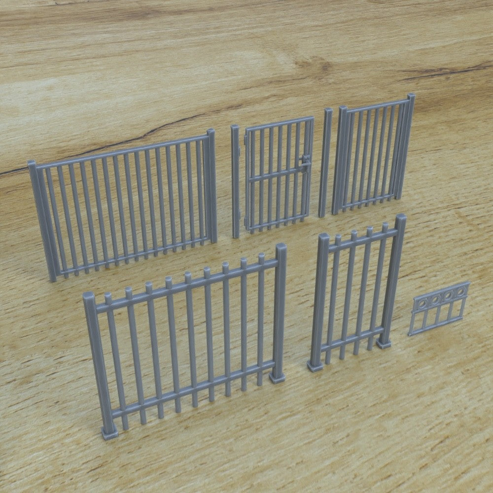 1/25th scale resin 3-D printed wrought iron fence set by Myportal Studios