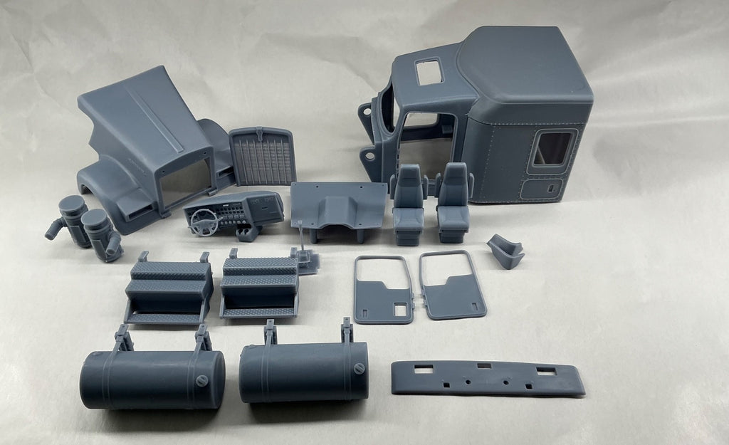 1/24th  3d printed KW W900L ext cab w/62” flat top sleeper kit by Alpha Centauri