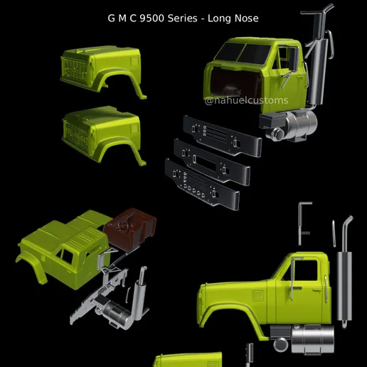 1/25th 3d resin printed GMC 9500 Long Nose truck cab by Nahuel Customs