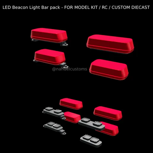 1/25 resin 3d printed LED light bar pack 4pcs by Nahuel Customs