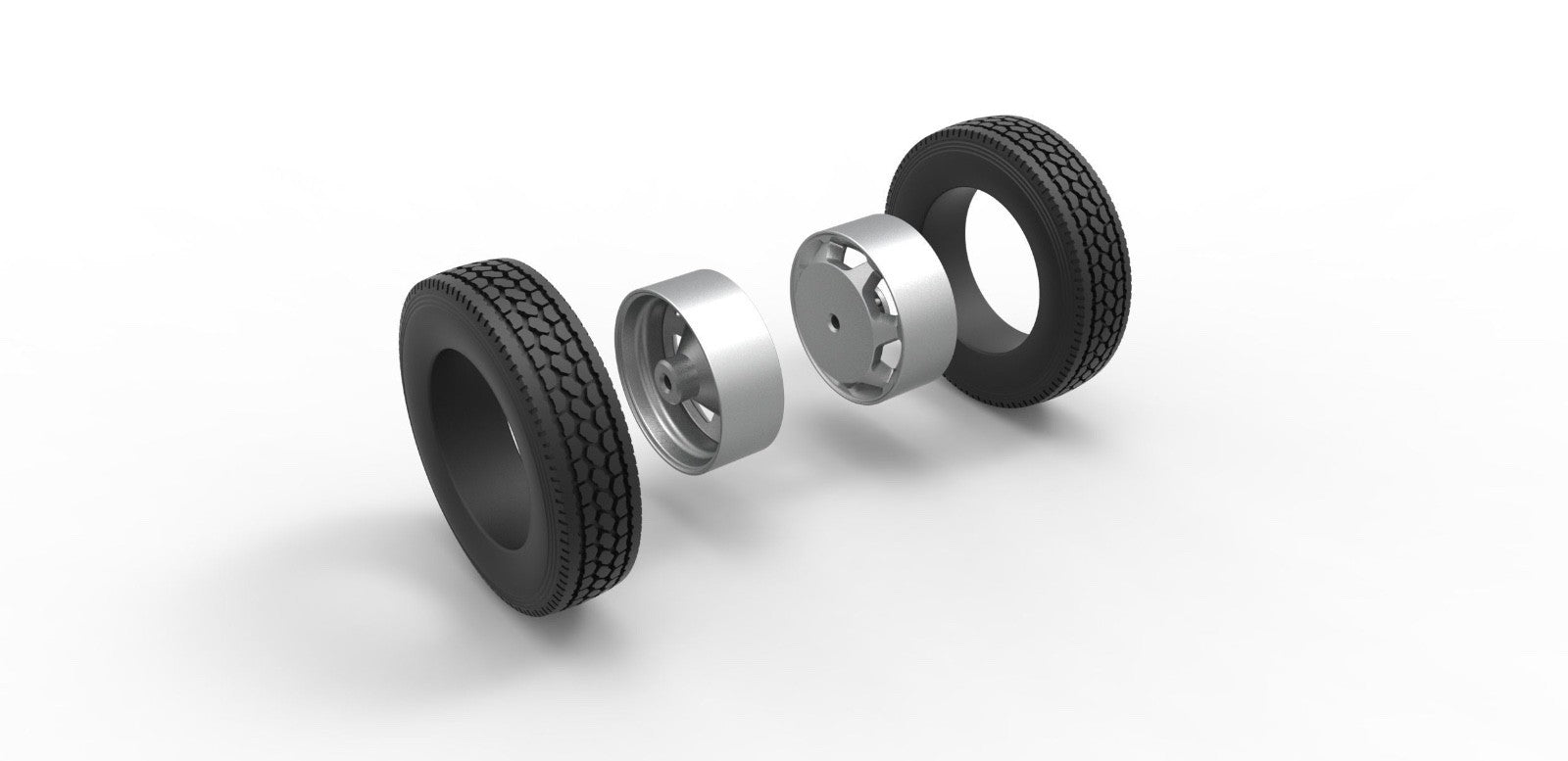 1/25 scale resin 3d printed 7 hole wheel and tire set by 3D TECH DESIGN
