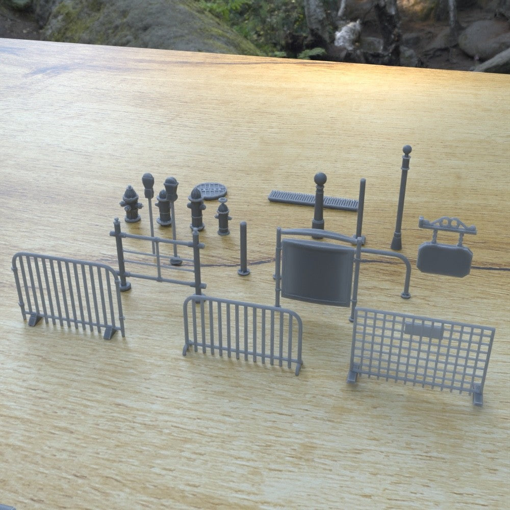 1/25th scale resin 3-D printed city sidewalk set by Myportal Studios
