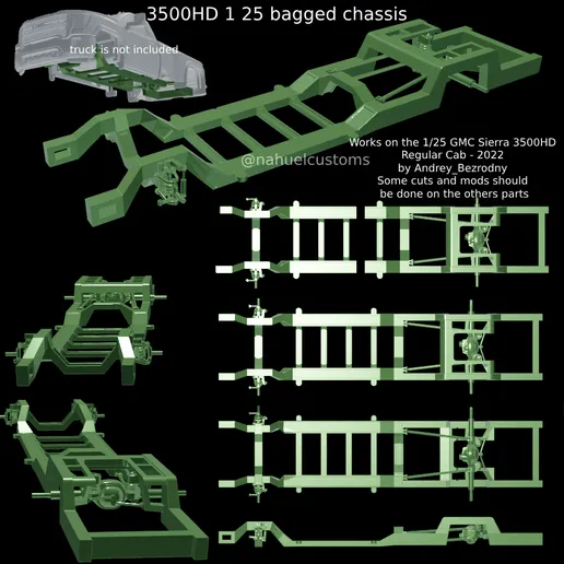 1/25 resin printed bagged chassis by Nahuel Customs