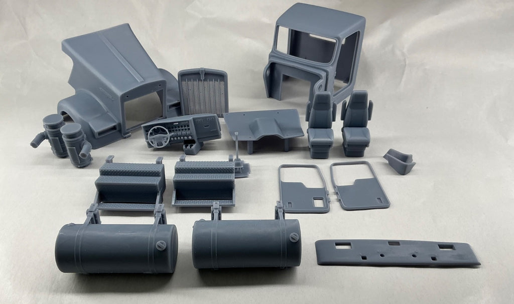 1/25th 3d printed KW W900L single window flat top day cab kit by Alpha Centauri