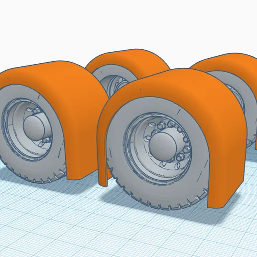 1/25 resin 3d printed single piece-short big rig rear fenders by WC3D