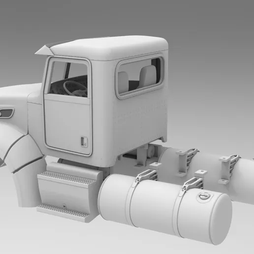 1/25 resin printed Peterbilt 386 flat top day cab by Alfa Centauri