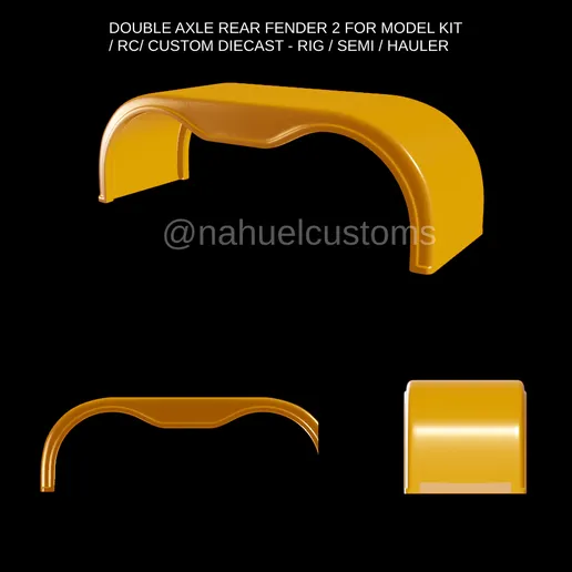 1/25th scale 3d printed resin DOUBLE AXLE REAR FENDER