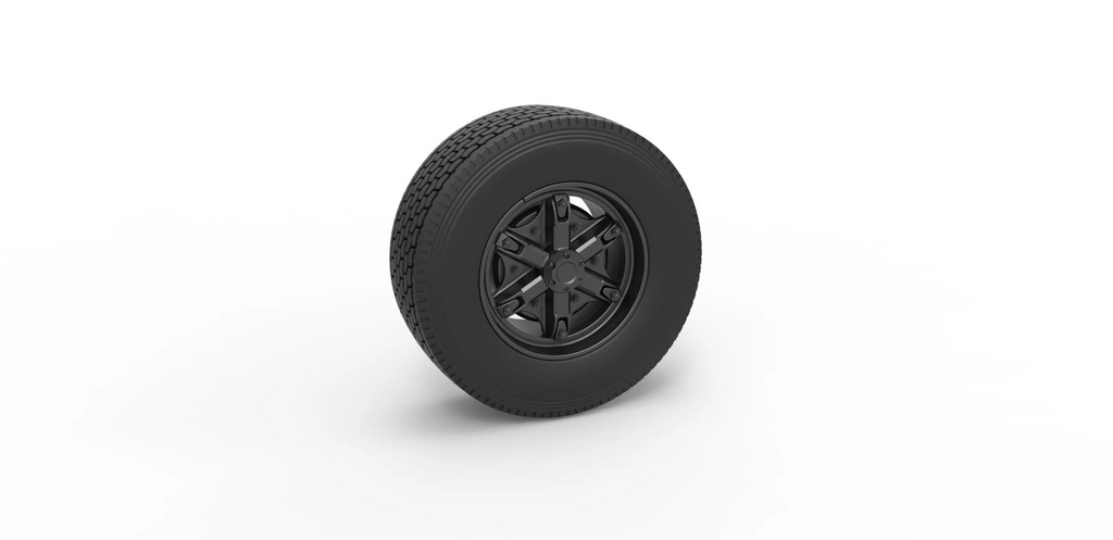 1/25th scale resin 3d printed Front float 6 spoke truck wheel by 3dtech design