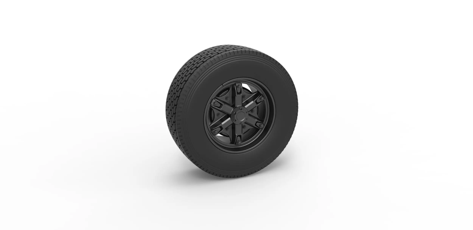 1/25th scale resin 3d printed Front float 6 spoke truck wheel by 3dtech design