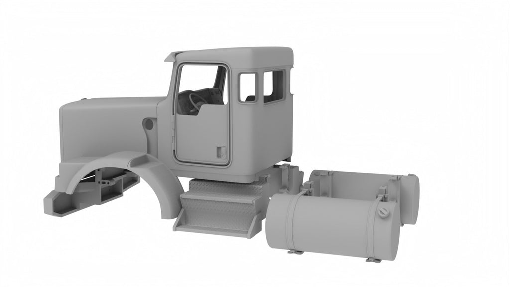 1/25th 3d printed KW T800H 3 window flat top day cab kit by Alpha Centauri
