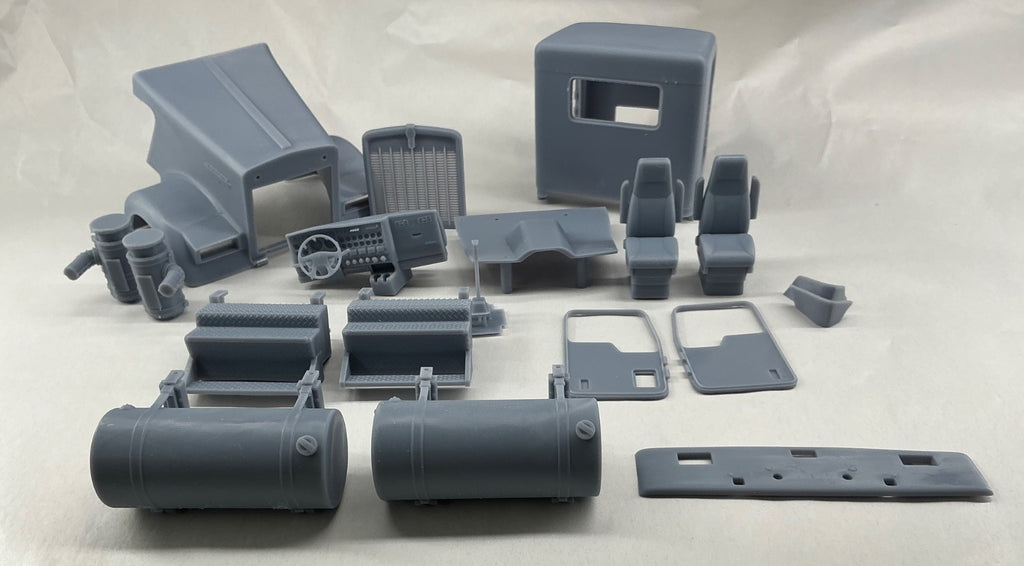 1/25th 3d printed KW W900L single window flat top day cab kit by Alpha Centauri