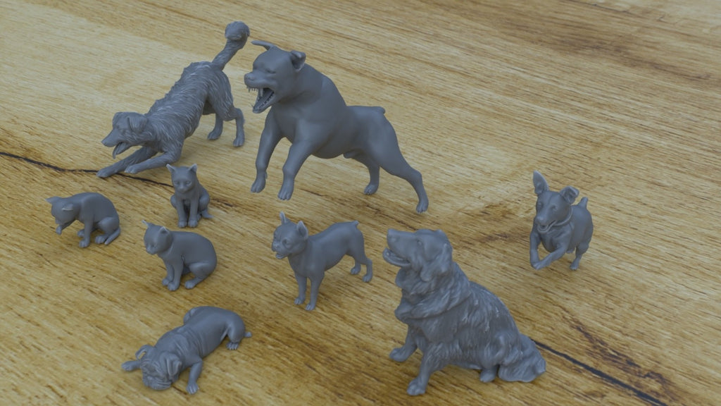 1/25th scale resin 3d printed animal figures for diorama by Myportal Studios