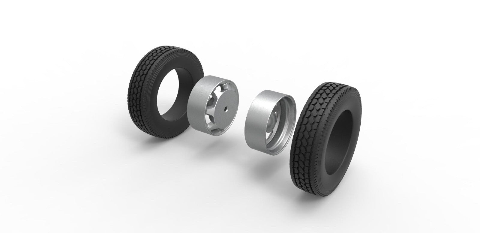 1/25 scale resin 3d printed 7 hole wheel and tire set by 3D TECH DESIGN