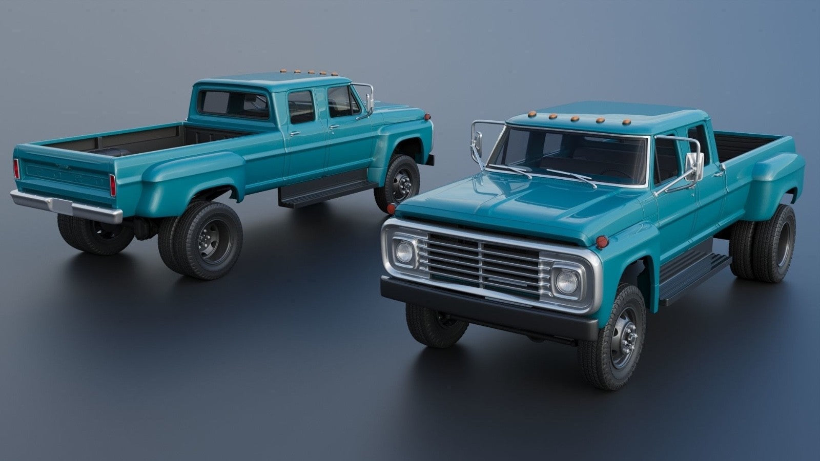 1/25 resin 3d printed 1971 F-750 Crew Cab pickup/utility bed work truck