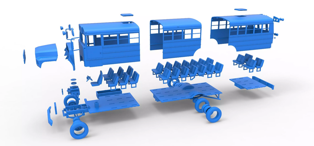 1/25th scale resin 3d printed 82 Ford school bus by 3dtech design