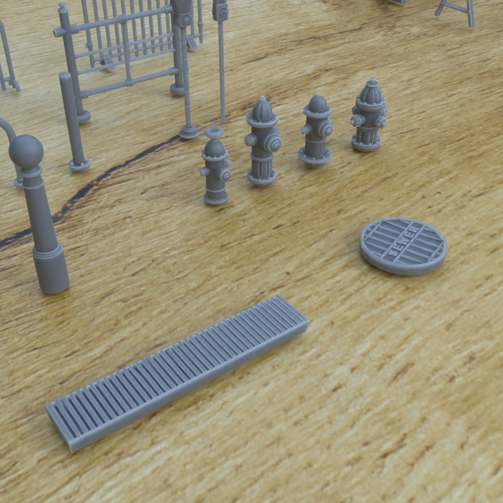 1/25th scale resin 3-D printed city sidewalk full  set by Myportal Studios