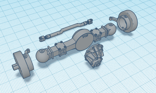 3d printed FRONT DRIVEN AXLE, HIGHWAY RIG, MONSTER TRUCK...1/25-24  by WC3D