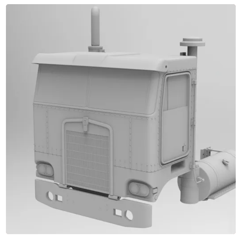 3d printedKENWORTH K-100 FLAT TOP 52" 1/25th SCALE CAB designed by Alfa Cantauri