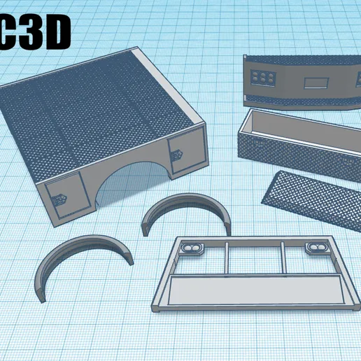 resin 3d printed ONE TON UTILTY BODY 1/25-24TH SCALE WC3D