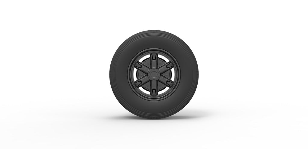 1/25th scale resin 3d printed Front float 6 spoke truck wheel by 3dtech design