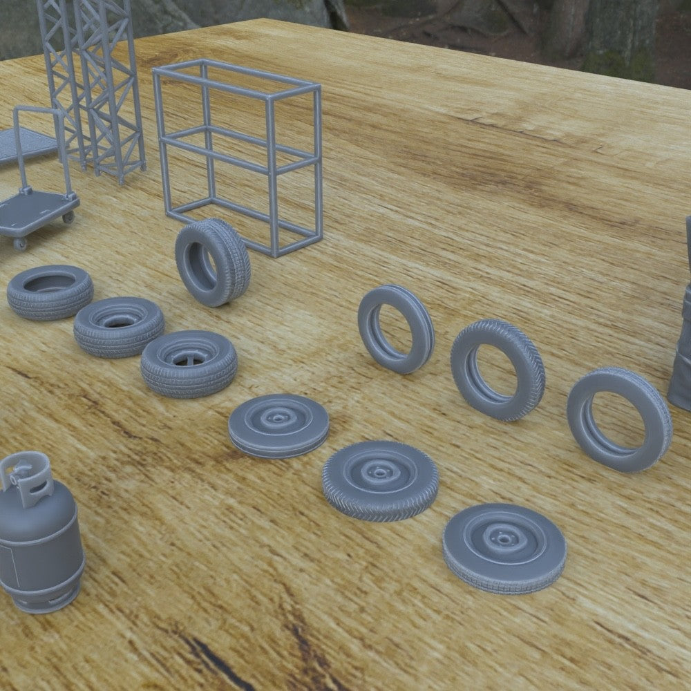 1/25th scale resin 3-D printed garage props by Myportal Studios
