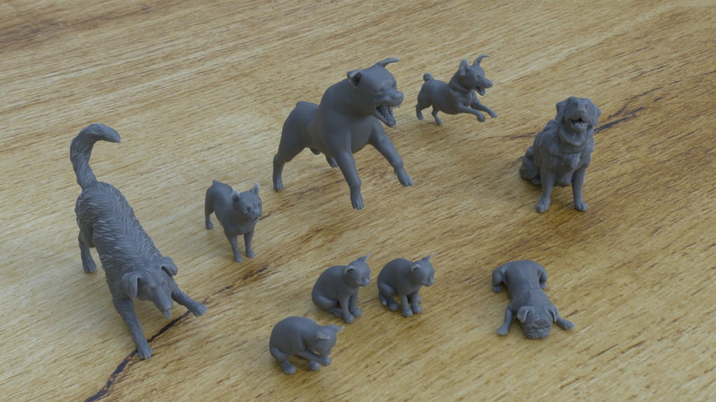 1/25th scale resin 3d printed animal figures for diorama by Myportal Studios