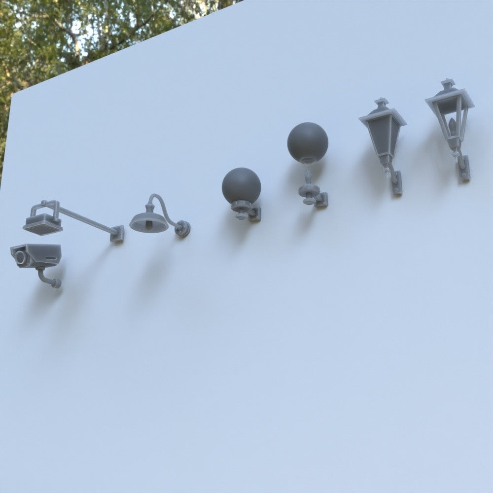 1/25th scale resin 3-D printed outdoor lights set by Myportal Studios