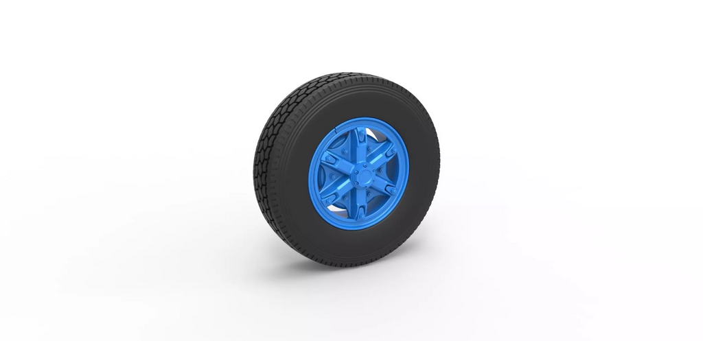 1/25th scale resin 3d printed  6 spoke truck wheel set by 3dtech design