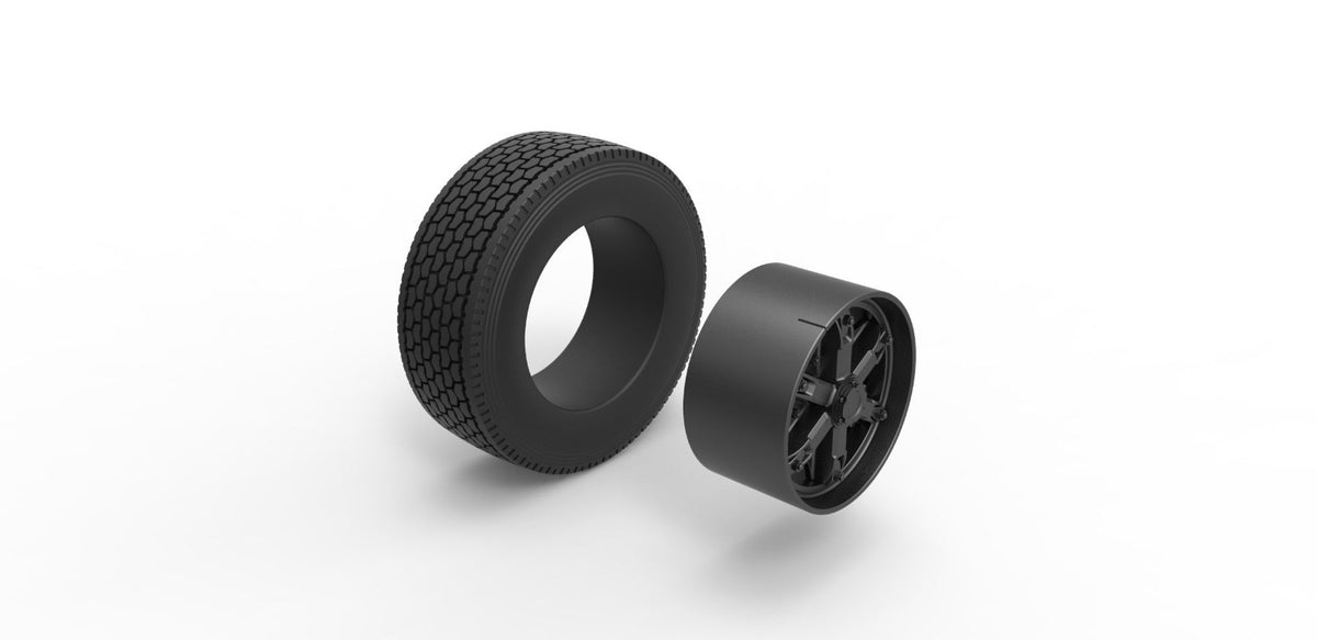 1/25th scale resin 3d printed Front float 6 spoke truck wheel by 3dtech design